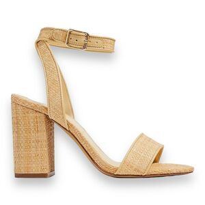 J Crew Shoes Women’s 7.5 Tan Raffia peep-toe Block‎ Heels BN863 Ankle Strap
